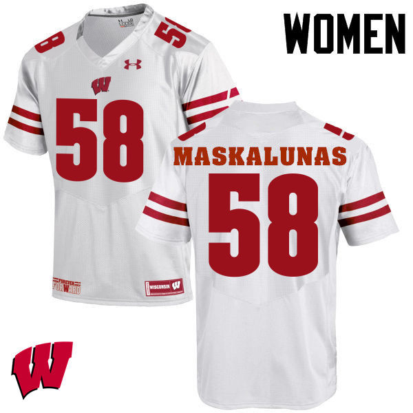 Wisconsin Badgers Women's #58 Mike Maskalunas NCAA Under Armour Authentic White College Stitched Football Jersey NC40R78ED